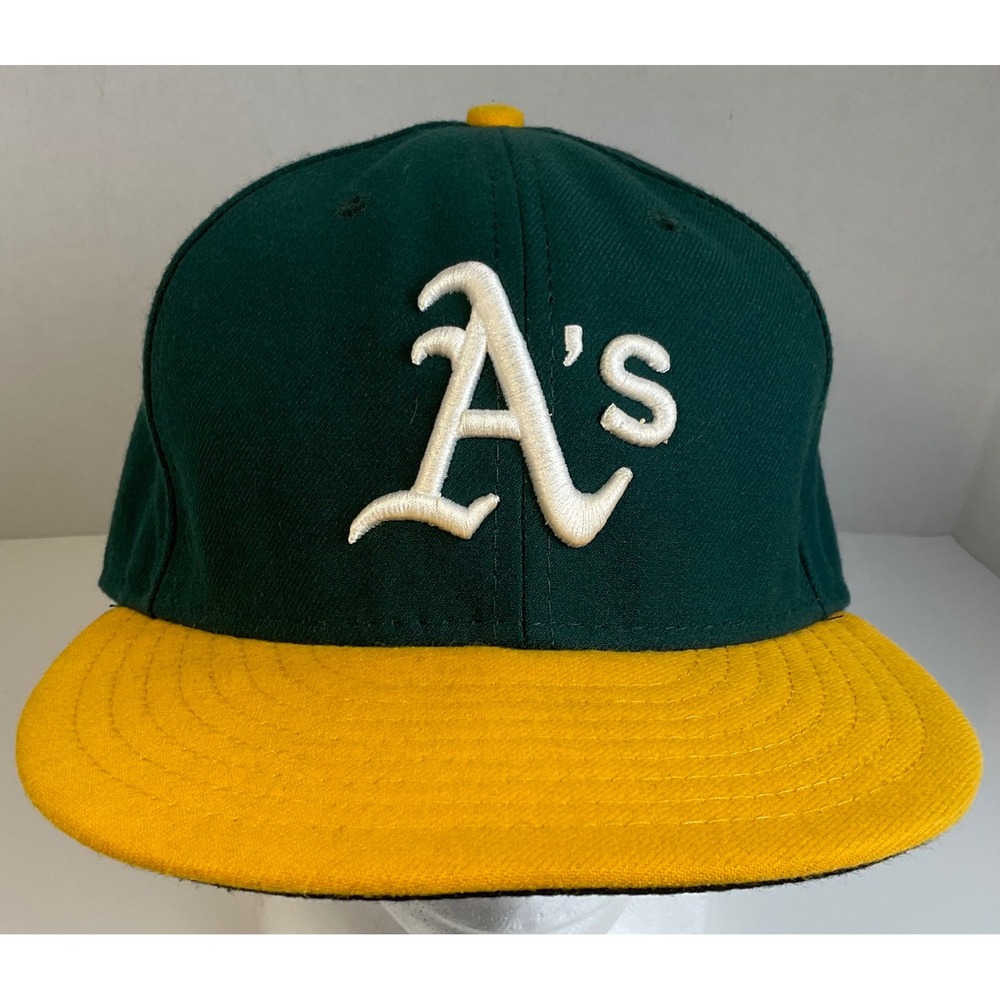 New Era 59FIFTY Oakland Athletics MLB Authentic Fitted Hat Green Yellow 7 3/8